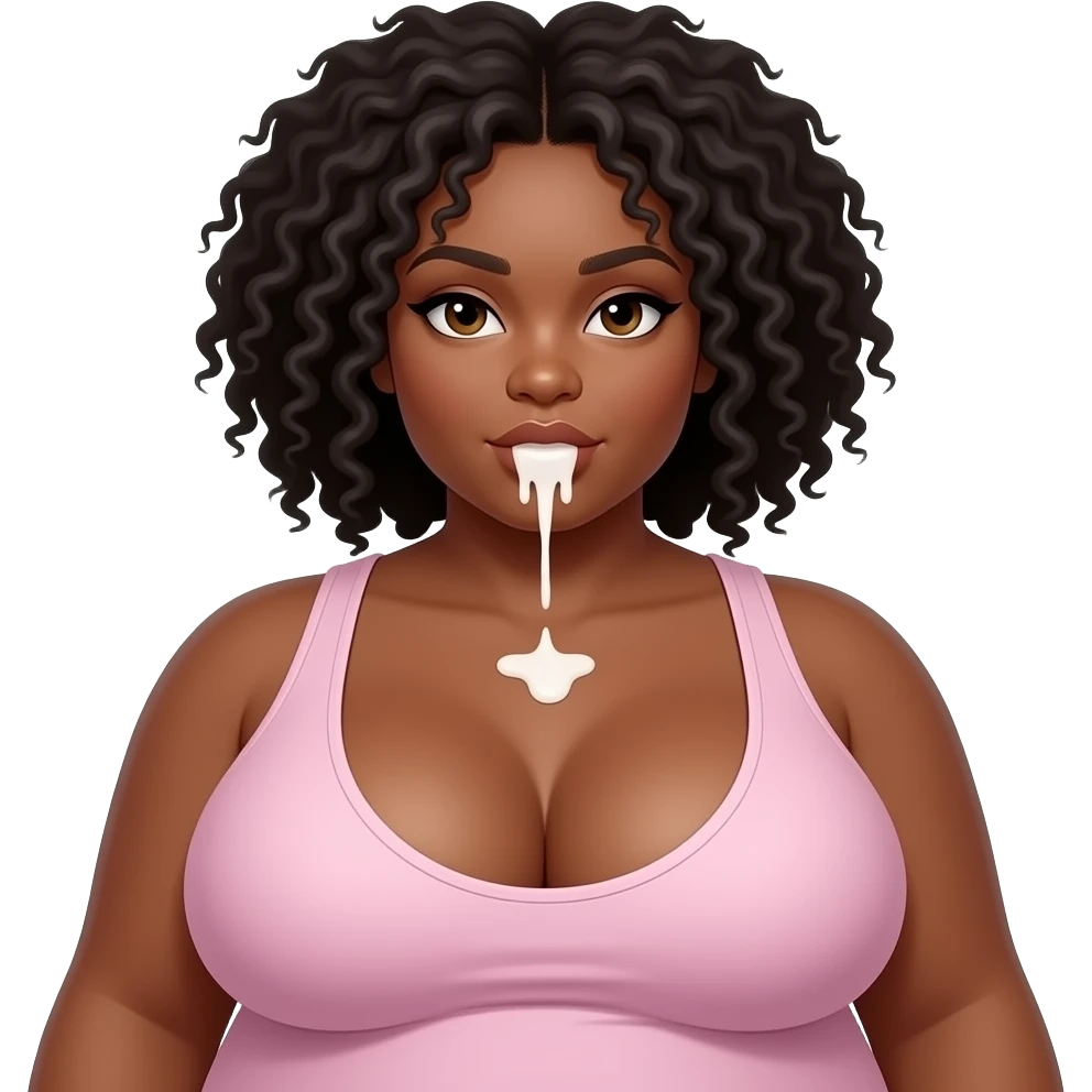 Fatty ebony Afro girl whit huge boobs whit cum shot emoji