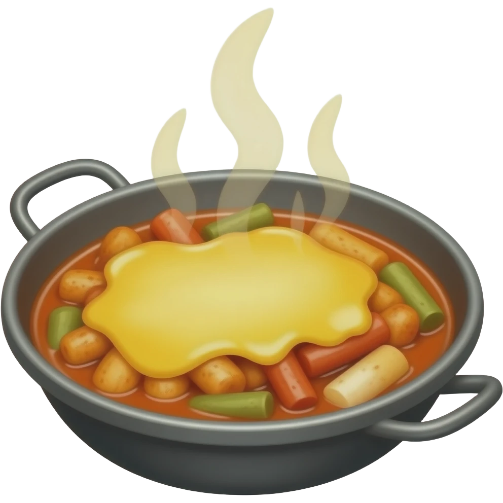 korean tteokbokki with melted mozzarella cheese emoji