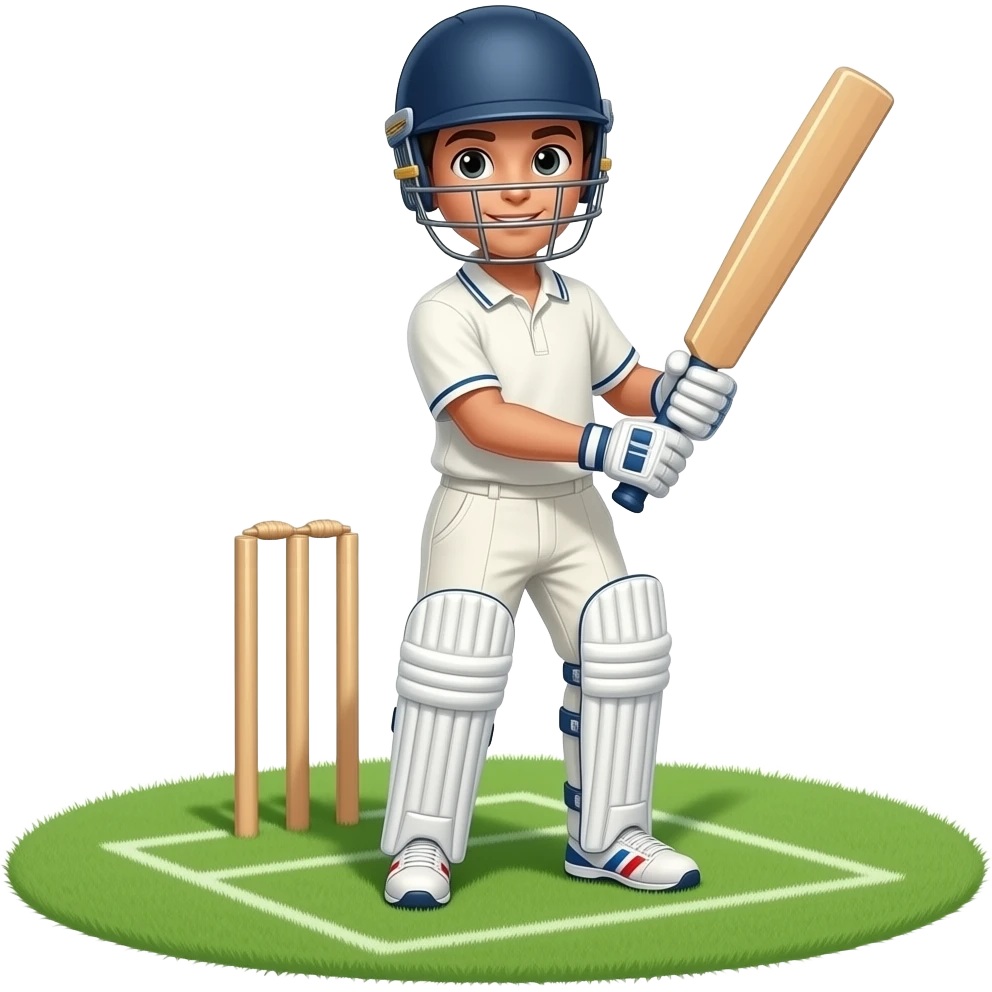 Cricket with a cricketer boy holding bat emoji