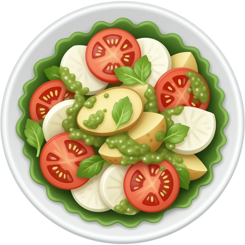 caprese salad with pesto and potatoes emoji