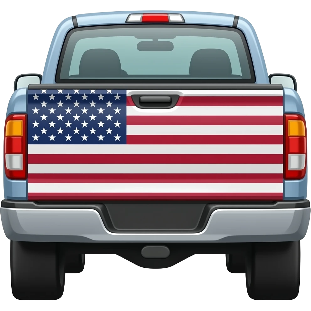 pick up truck con bandera usa parte trasera emoji