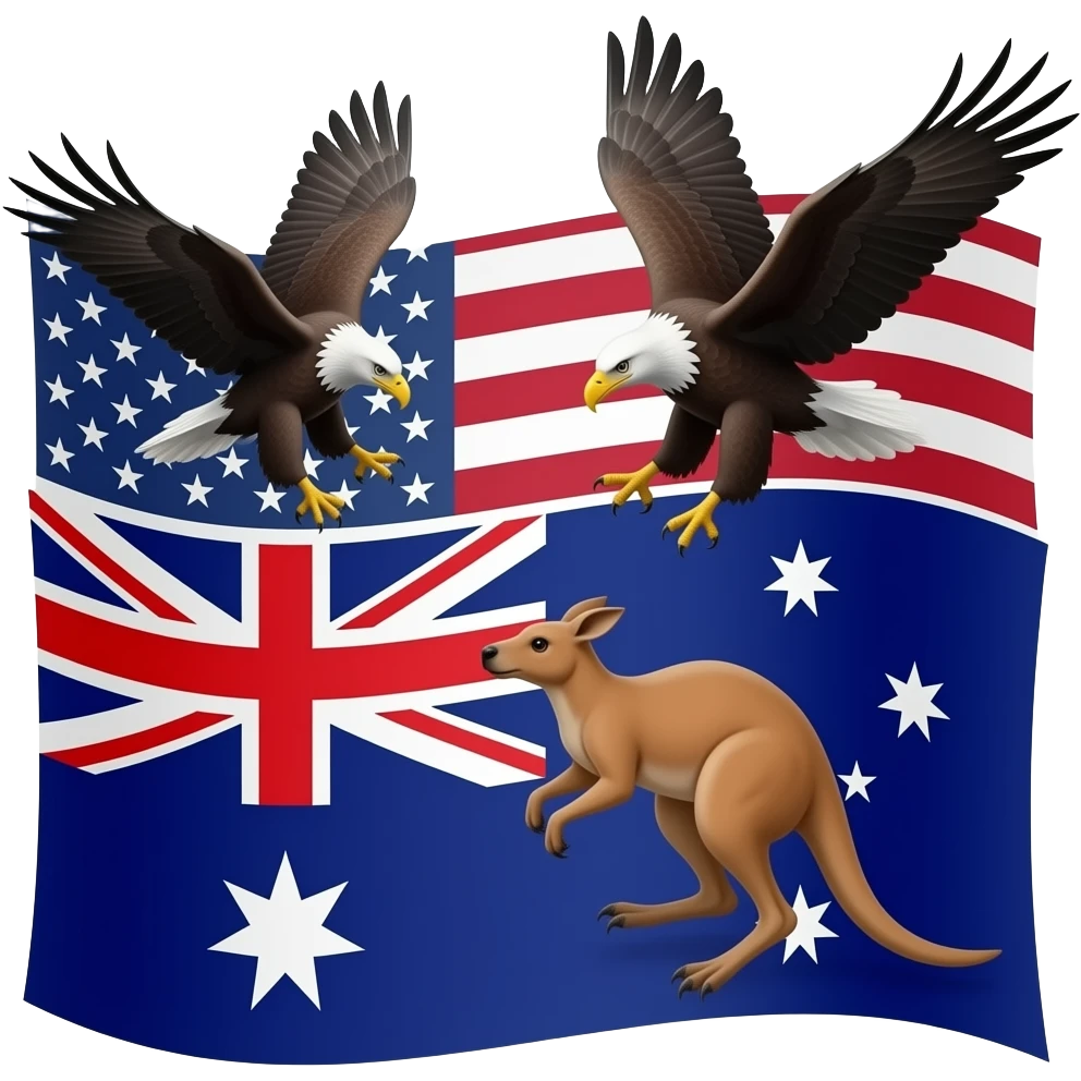 American flag painted bald eagles attacking australia painted flag kangaroo emoji