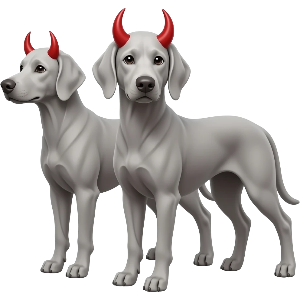 All Silver weimeraner with devil horns emoji