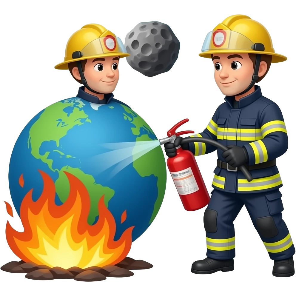 ☄️🌍🌏🌎🔥👨🏻‍🚒👨🏻‍🚒🧯 emoji