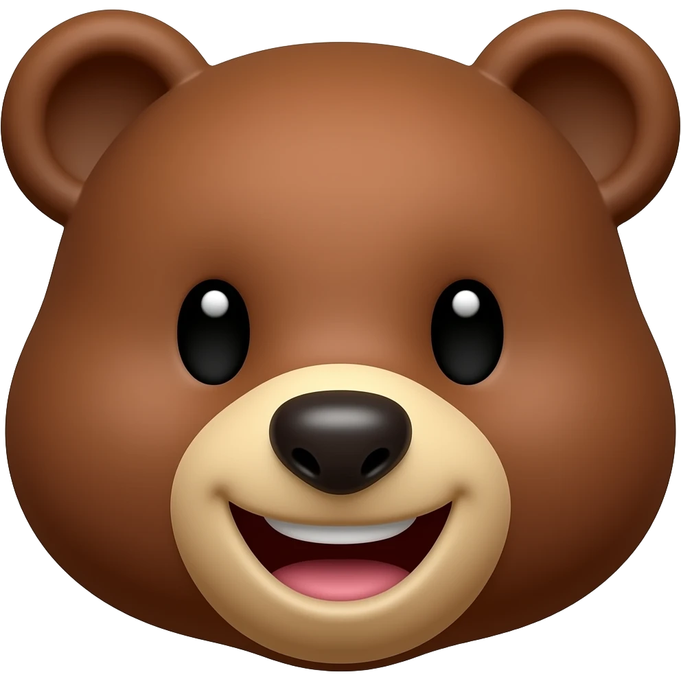 Brown bear face happy emoji