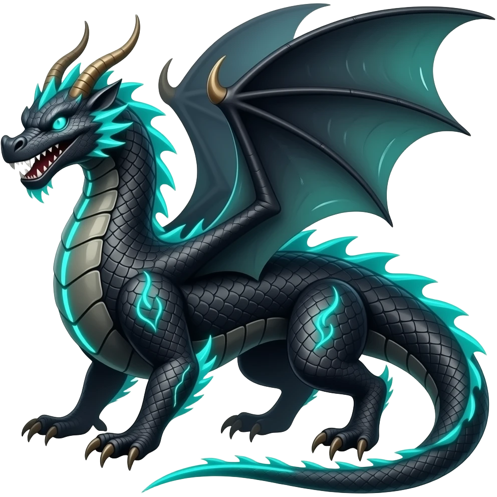 Cool edgy ancient black-scaled with neon-colored stripe markings emoji