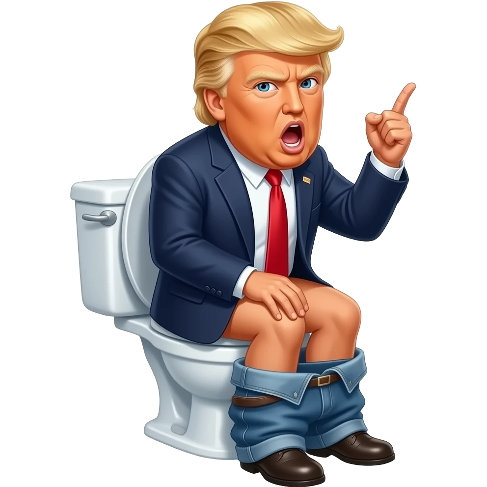 Donald trump on toilet doing a fuck emoji