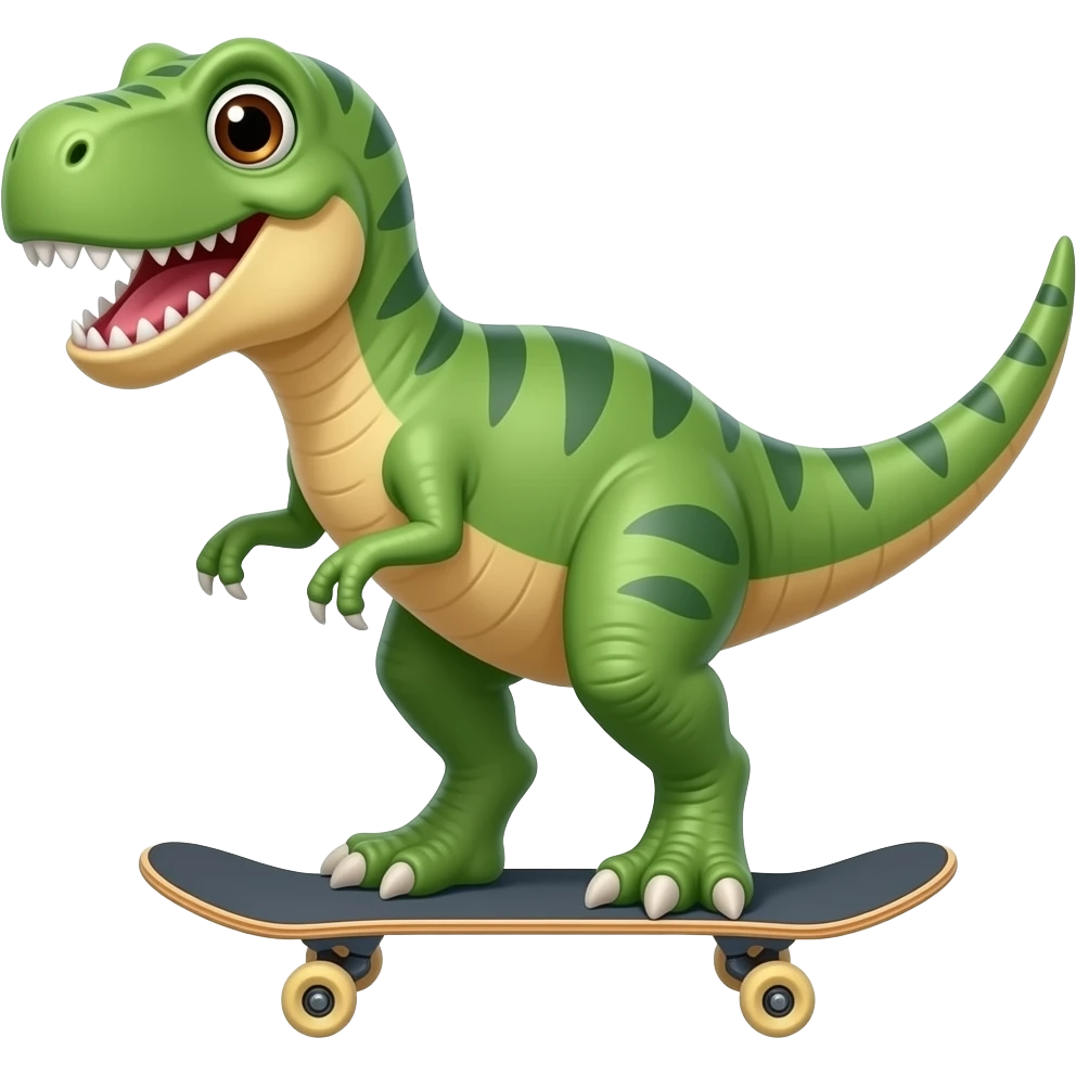Dinosaur on a skateboard emoji