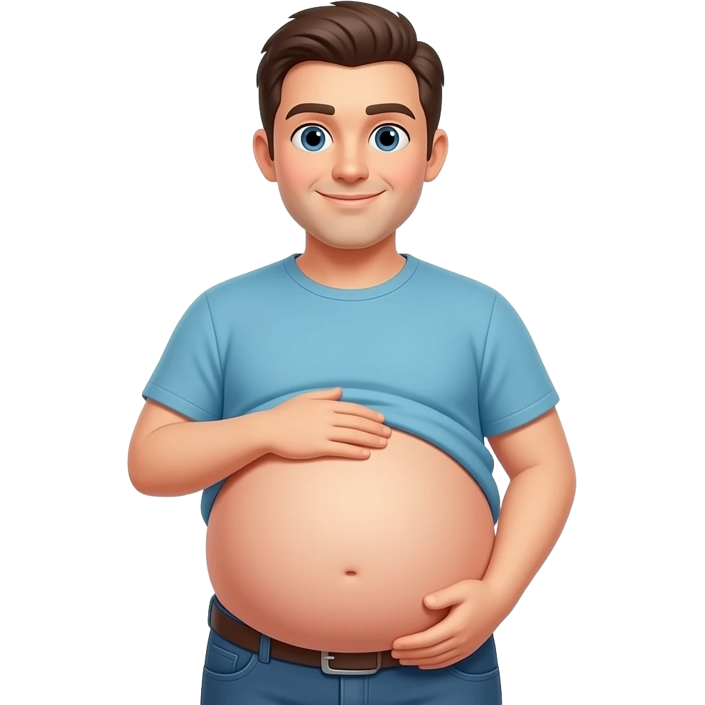 Man with a big round pregnant belly emoji