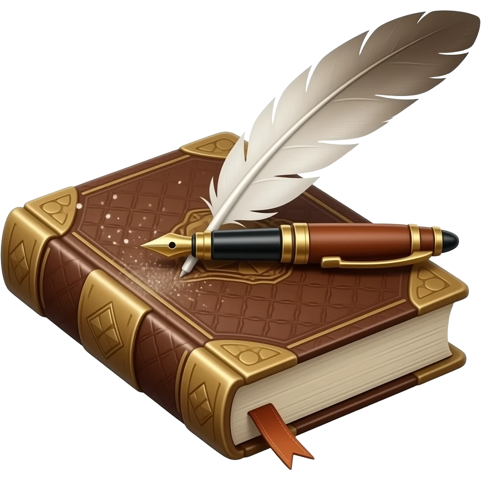 old closed book with a feather-pen emoji