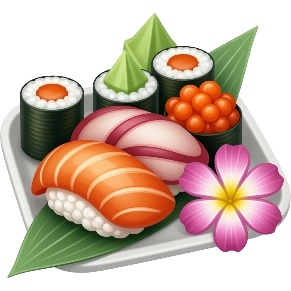 Sushi platter with flower on it emoji