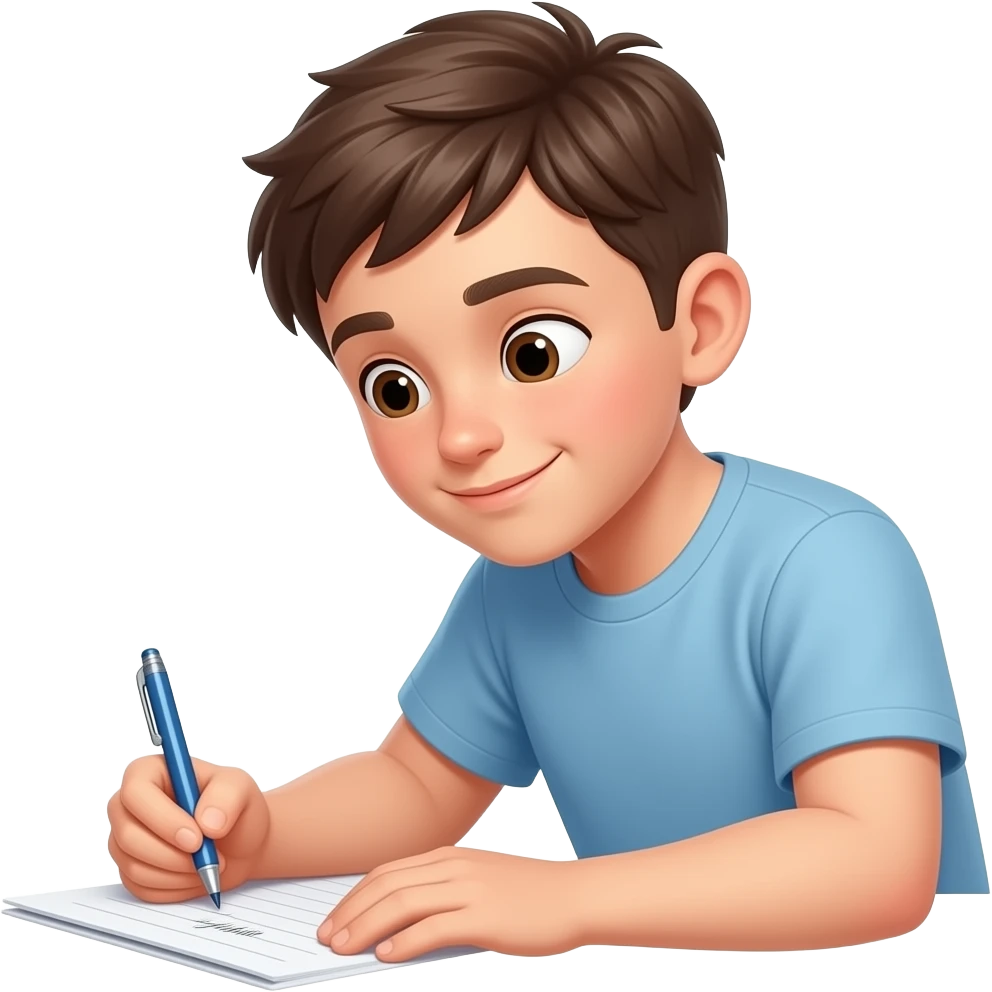 boy writing emoji
