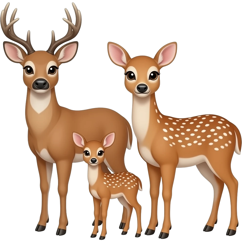 Dad deer and mom Deer and fawn emoji