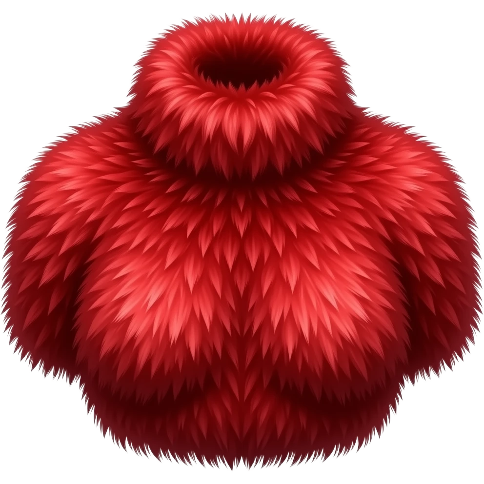 Hyper realistic fire red velvet fur soaked in starlight glitter and shadow gradients beautiful, shoulder bust emoji