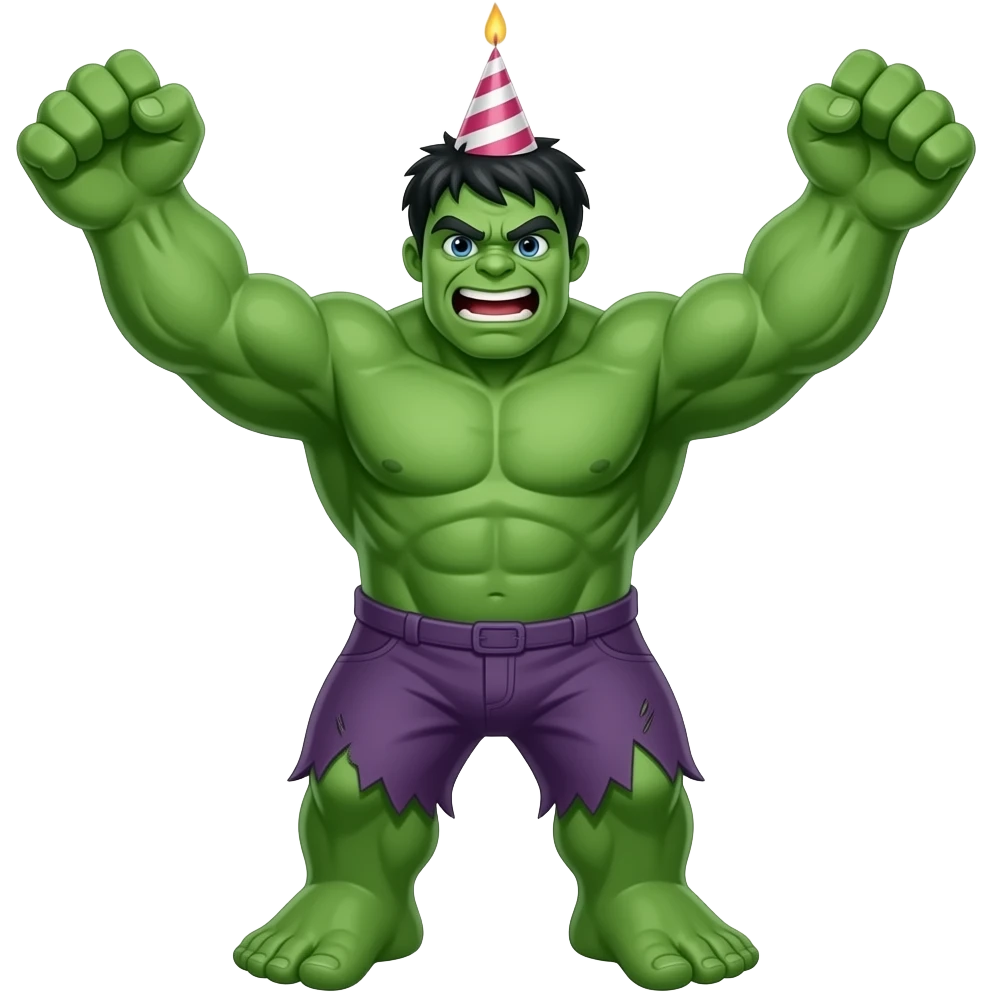 Funny hulk emoji with birthday with full body emoji