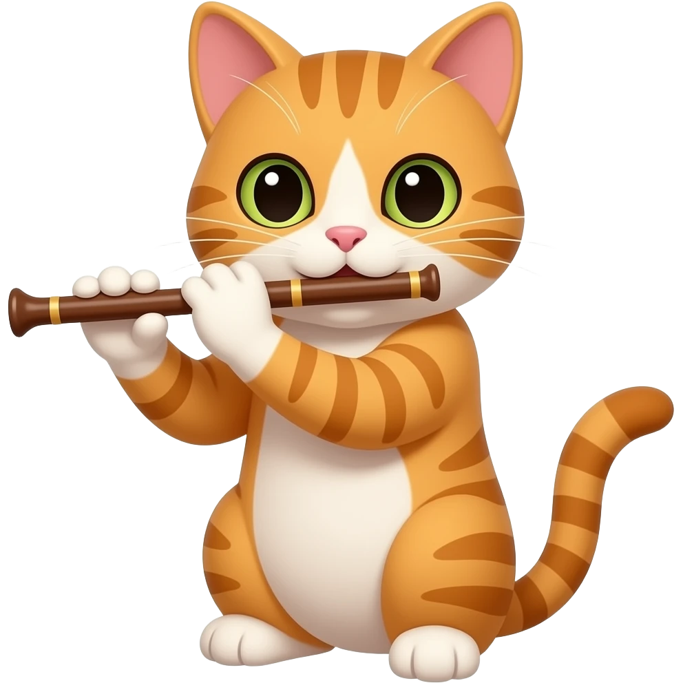 Cat playing a flute emoji