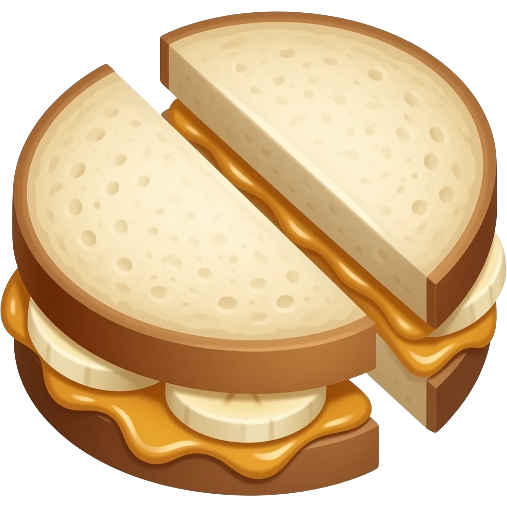 Peanut butter and banana honey sandwich  cut in half emoji