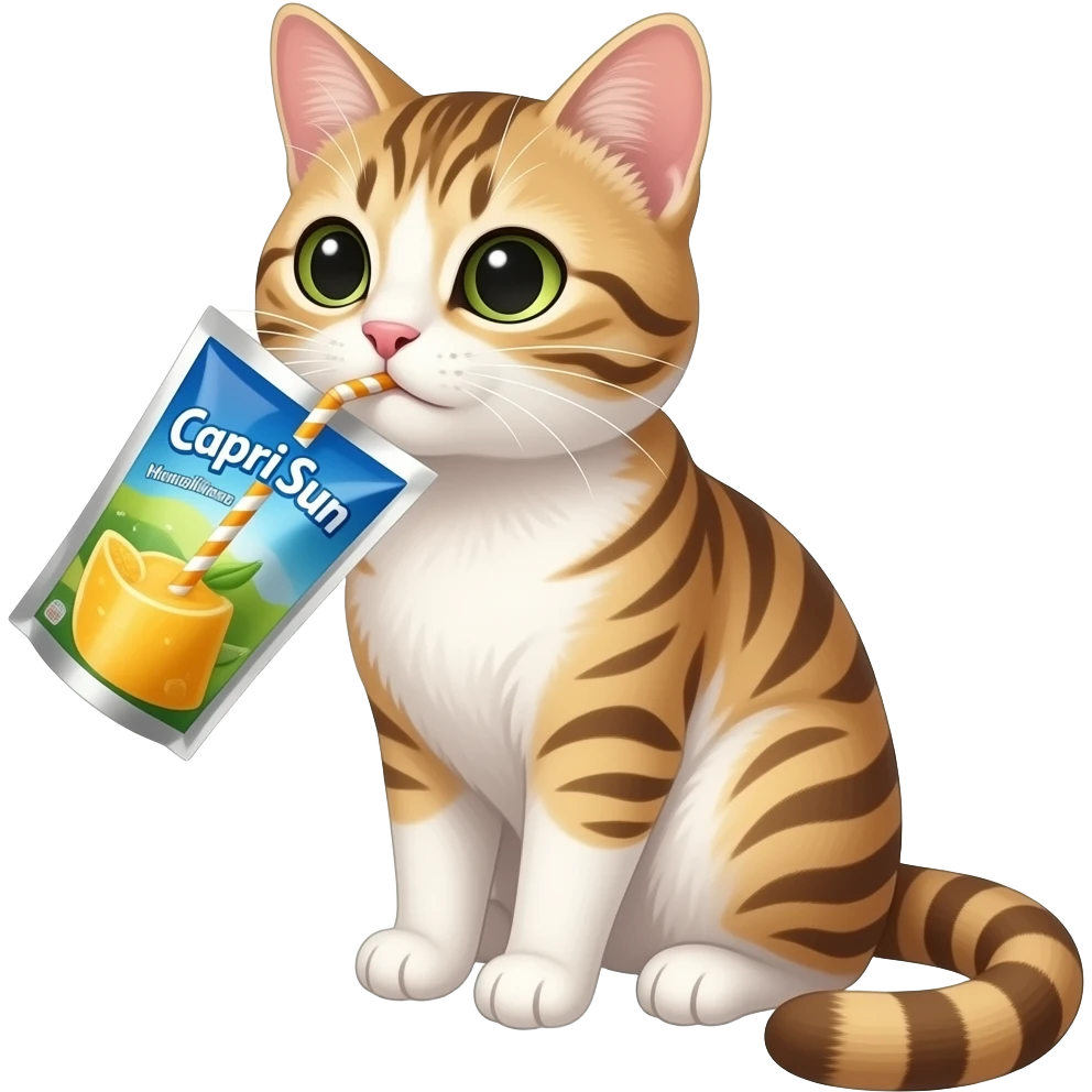 do one of a cat drinking a capri sun drink emoji