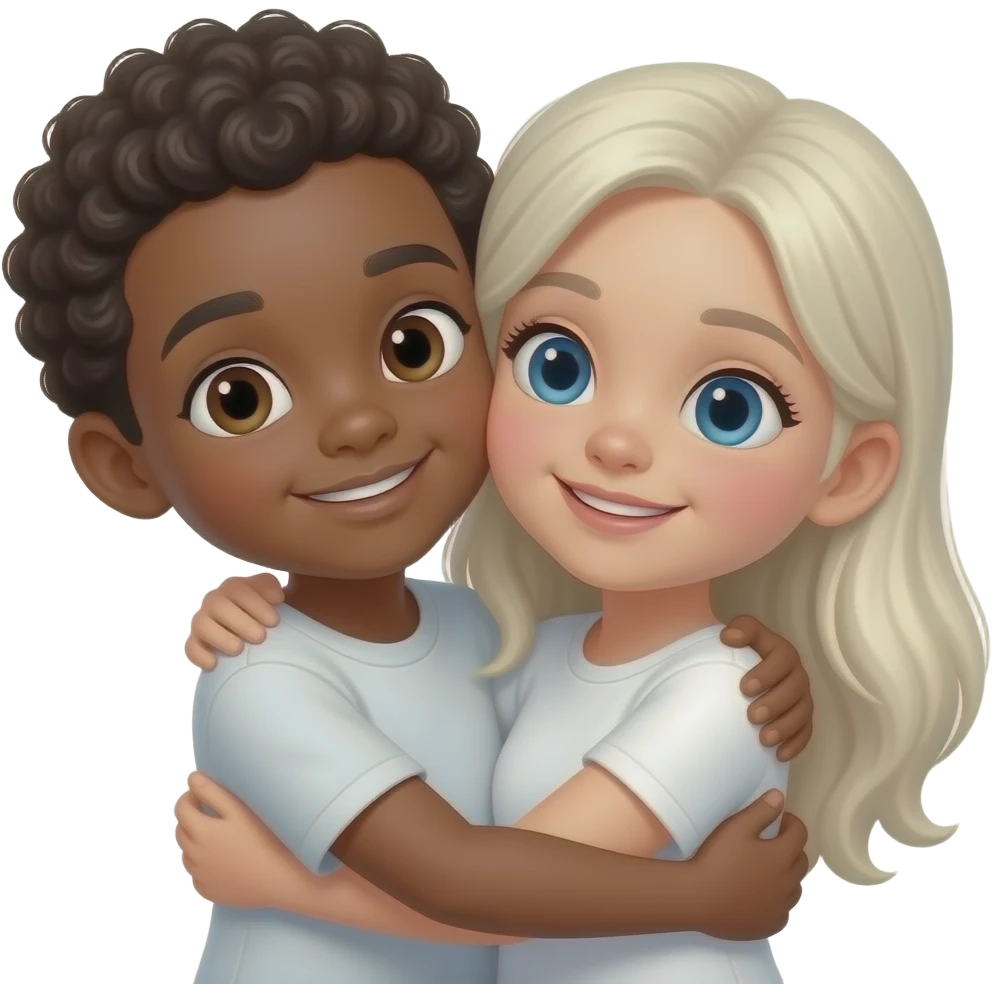 Темнокожий парень и белая девушка обнимаются крепко emoji