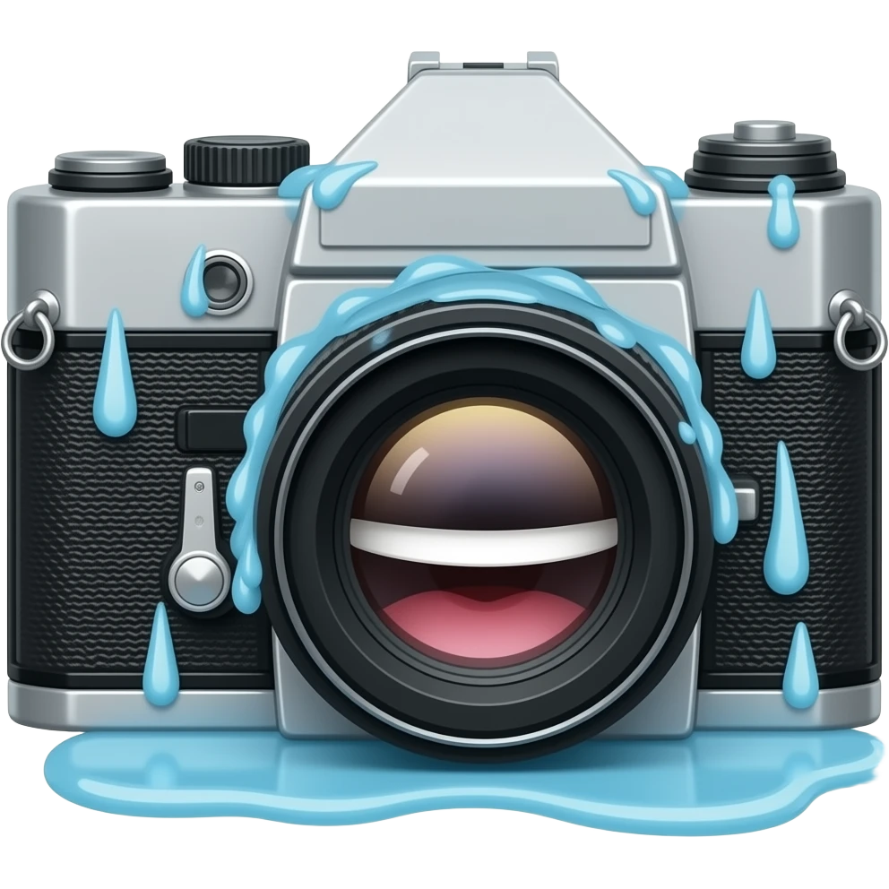 A camera crying laughing emoji