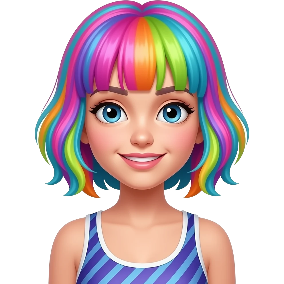 fully neon coloredhair emo girl wearing tank top emoji