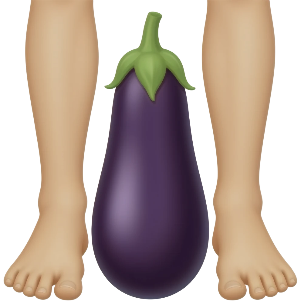 Egg plant between soles of both feet emoji