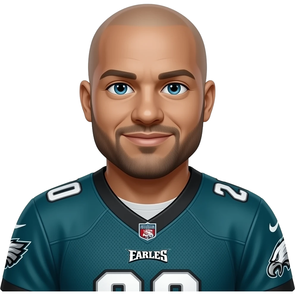 chunky bald guy wearing eagles jersey emoji