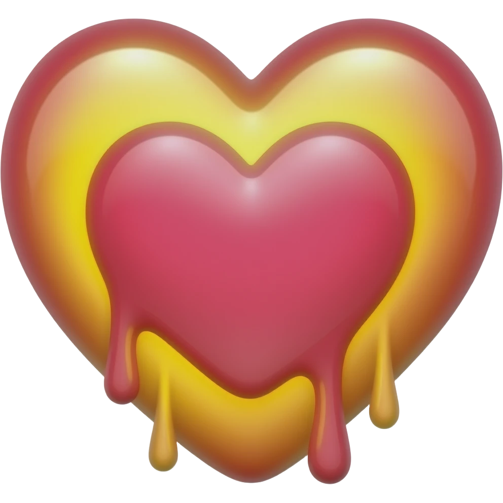 dripping bleeding yellow heart glowing yellow pink warmth emoji