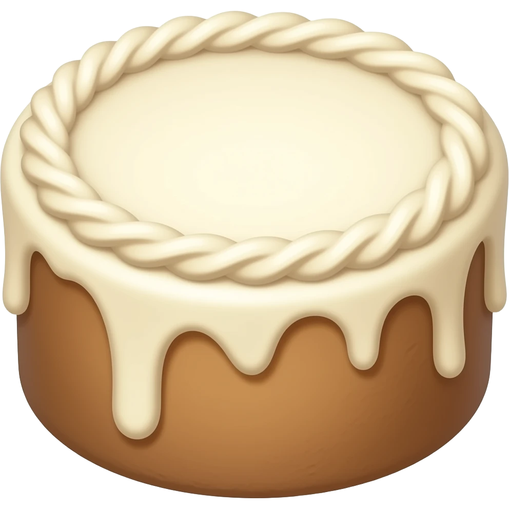 circle shaped cake completely covered in vanilla emoji