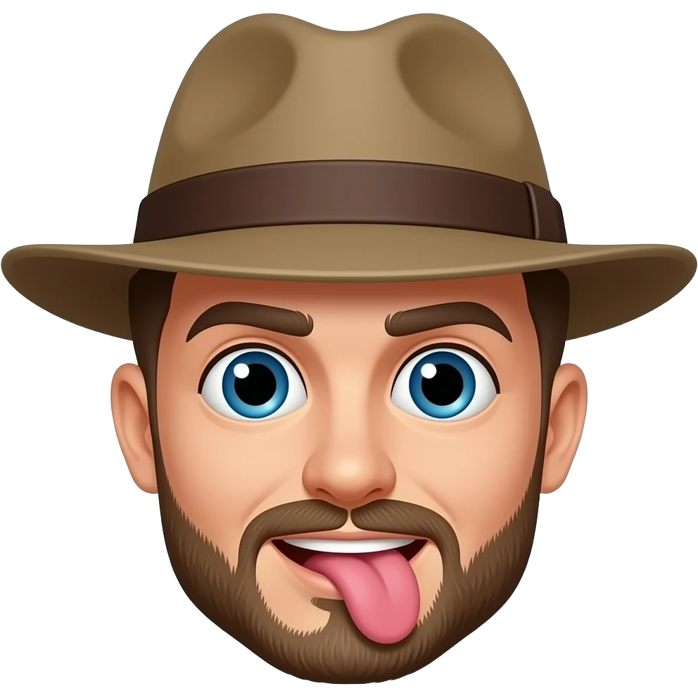 Tongue sticking out back wards hat face emoji