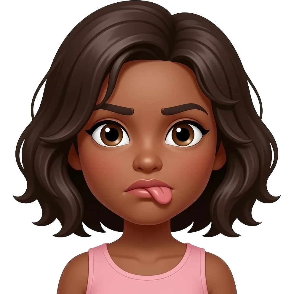 make one side of lip up in disgust make it a brown skin girl emoji