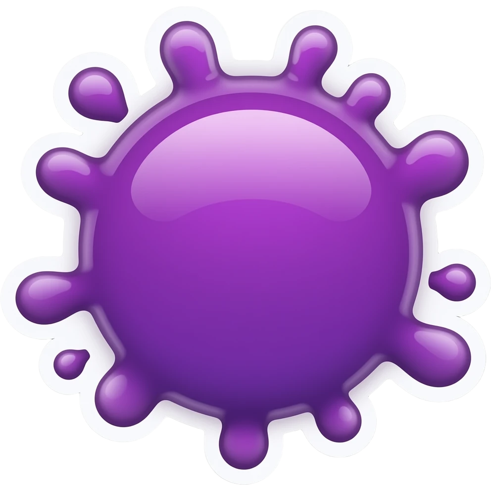 фиолетовый splash/blob-стикер, emoji
