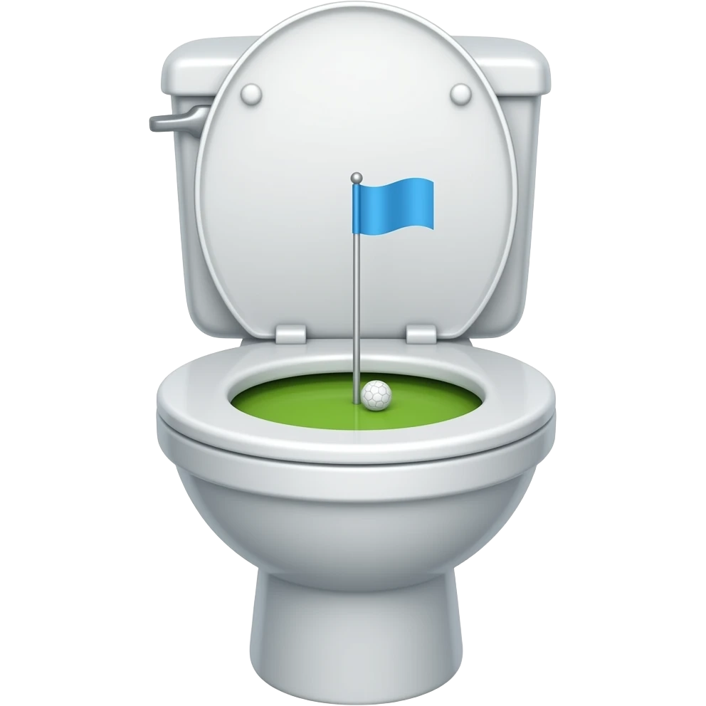 Toilet with golf flag in the middle emoji