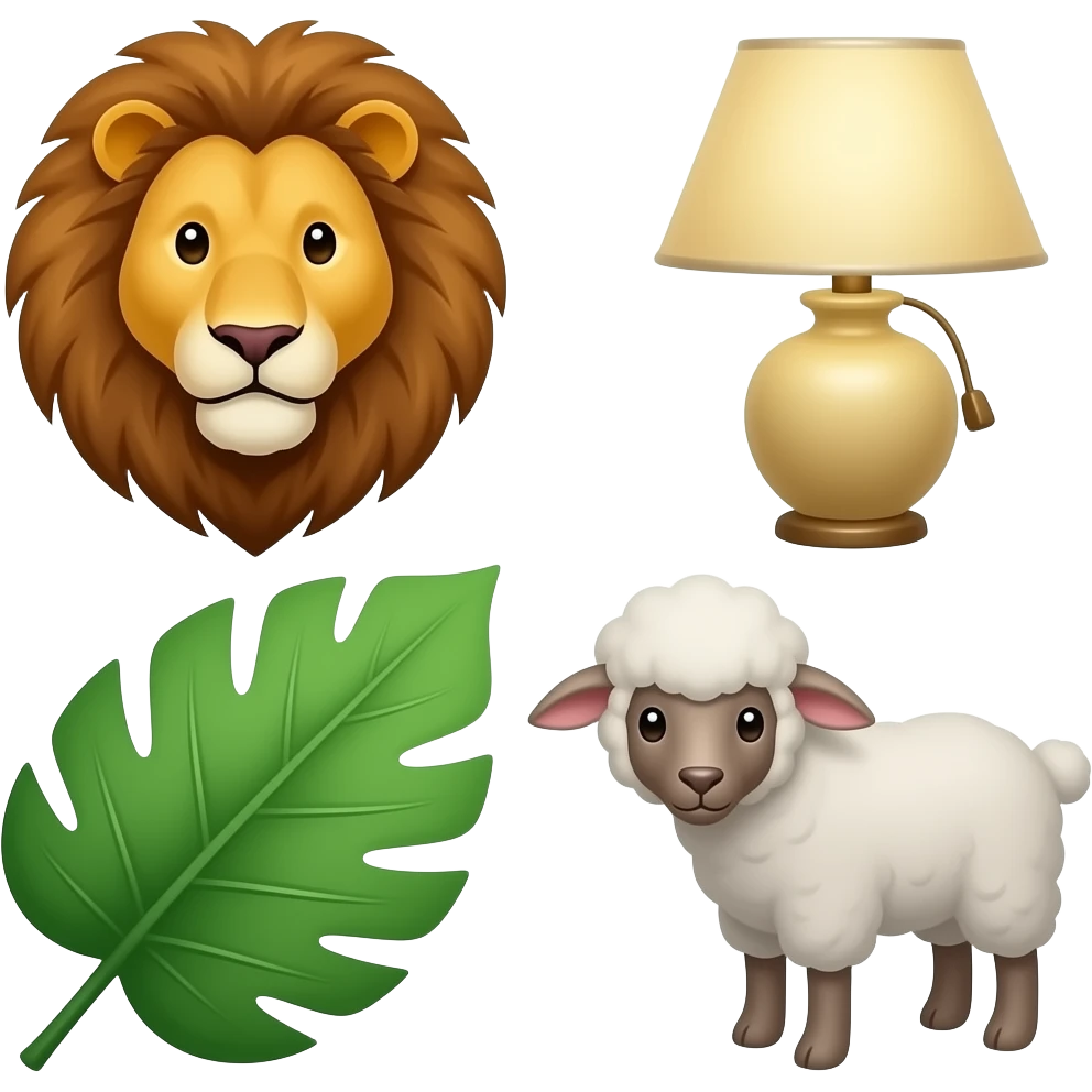 L is for lion,lamp,leaf,lamb emoji