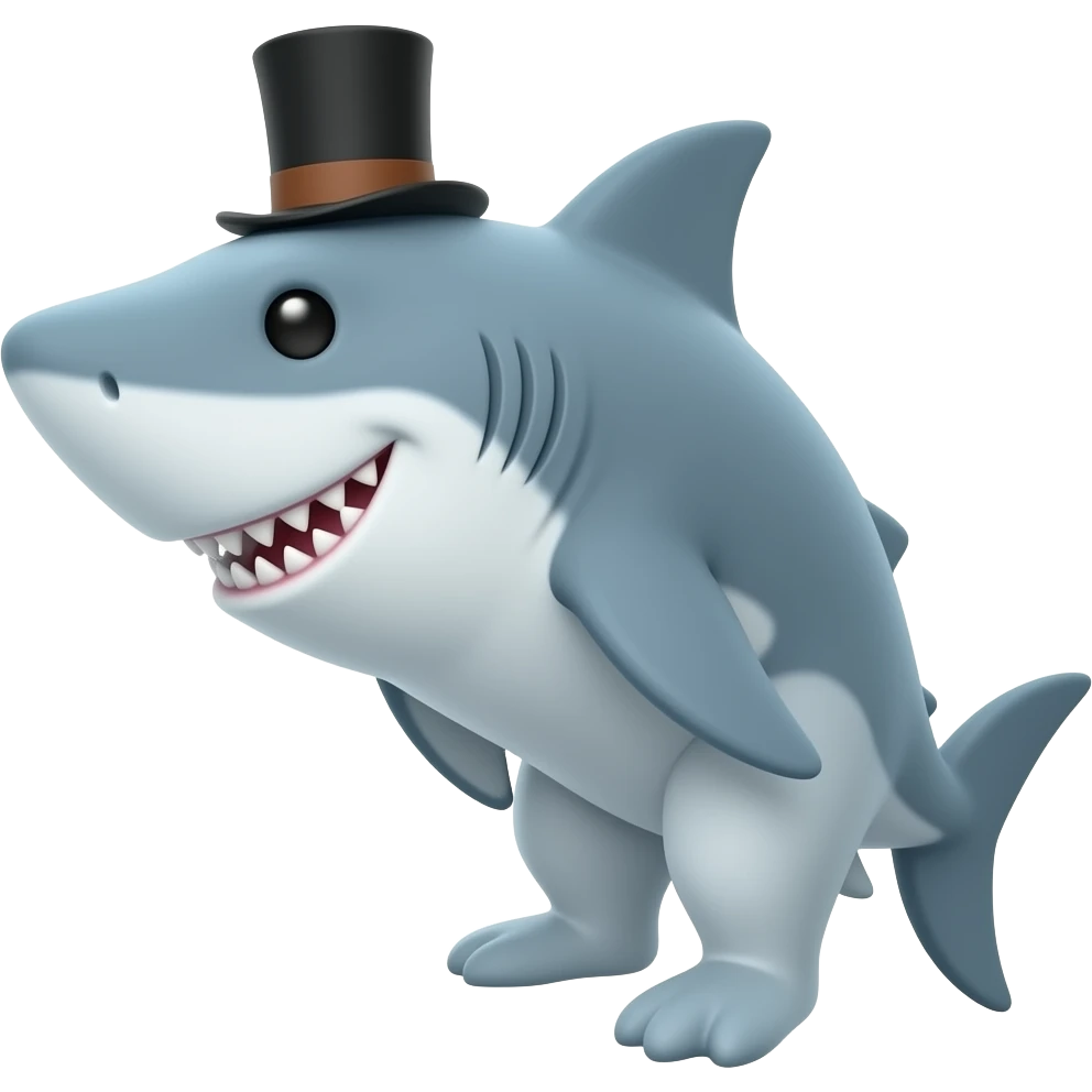 Shark with a top hat emoji
