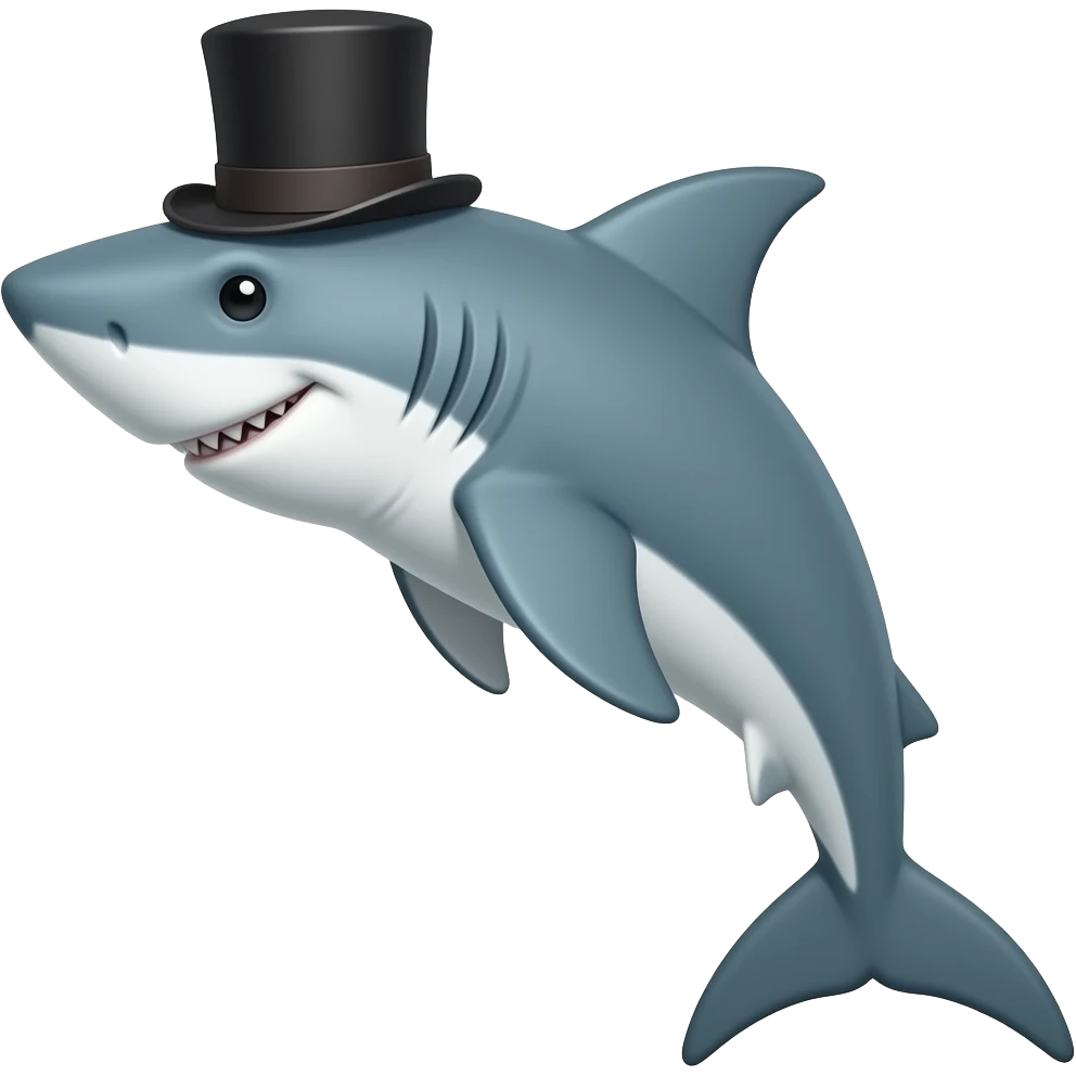 Shark with a top hat emoji