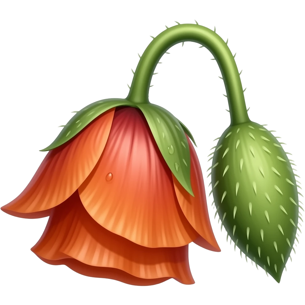 нарисуй закрытый мак на стебле в росе emoji