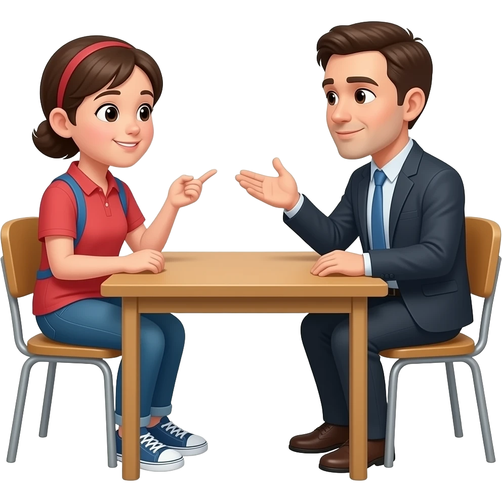 dialogue between a teenager and an adult at the table emoji