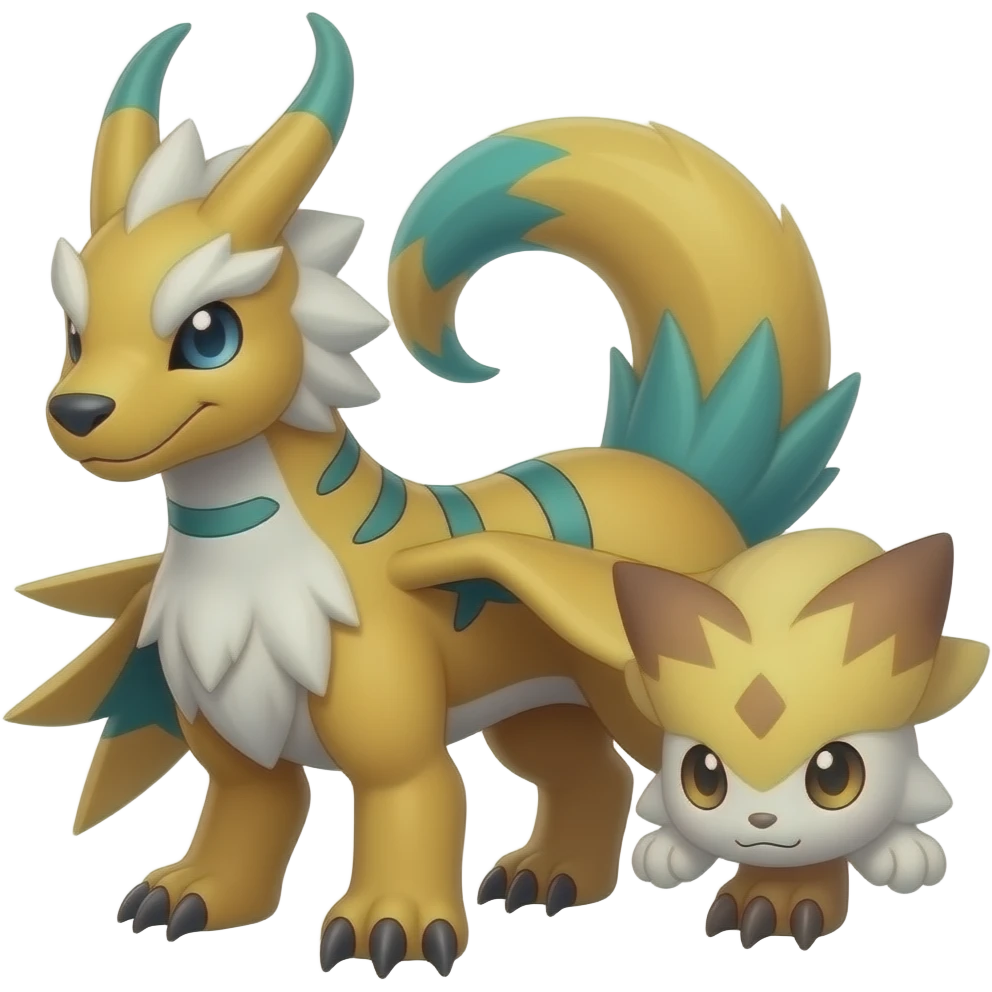 Guilmon-Zorua-Zoroark-Noibat-Absol-Fakémon-hybrid, full body detailed emoji