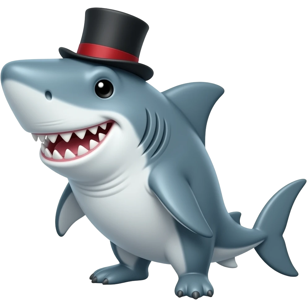 Shark with a top hat emoji