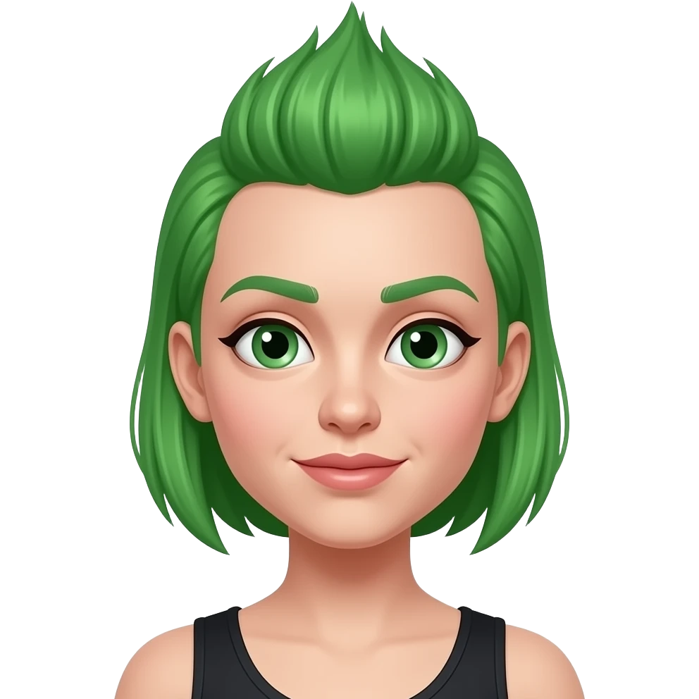 Create a pixie cuts mohawk green female emoji