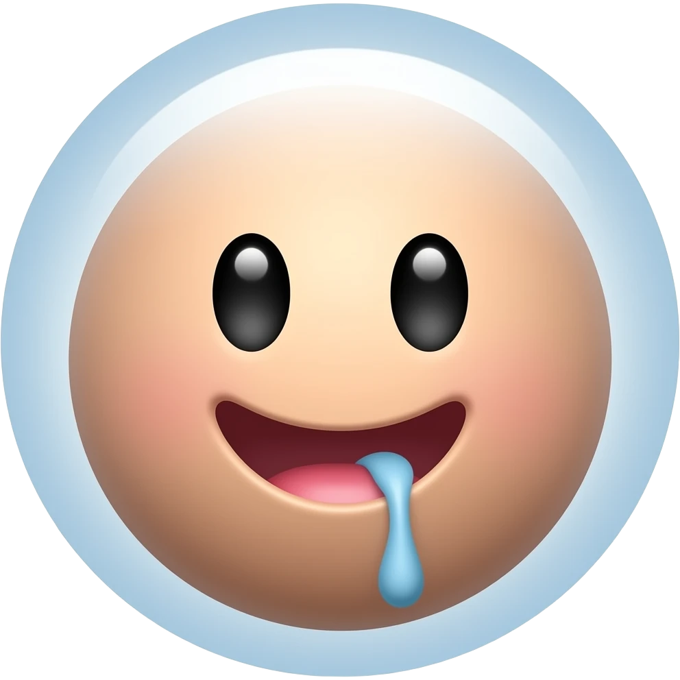 Happily drooling sperm emoji