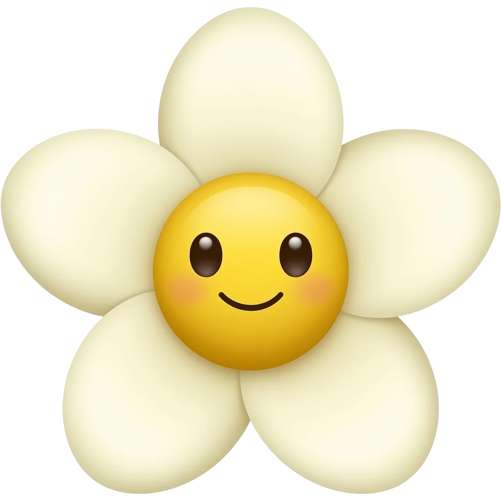 Kawaii flor de vainilla con cara feliz emoji