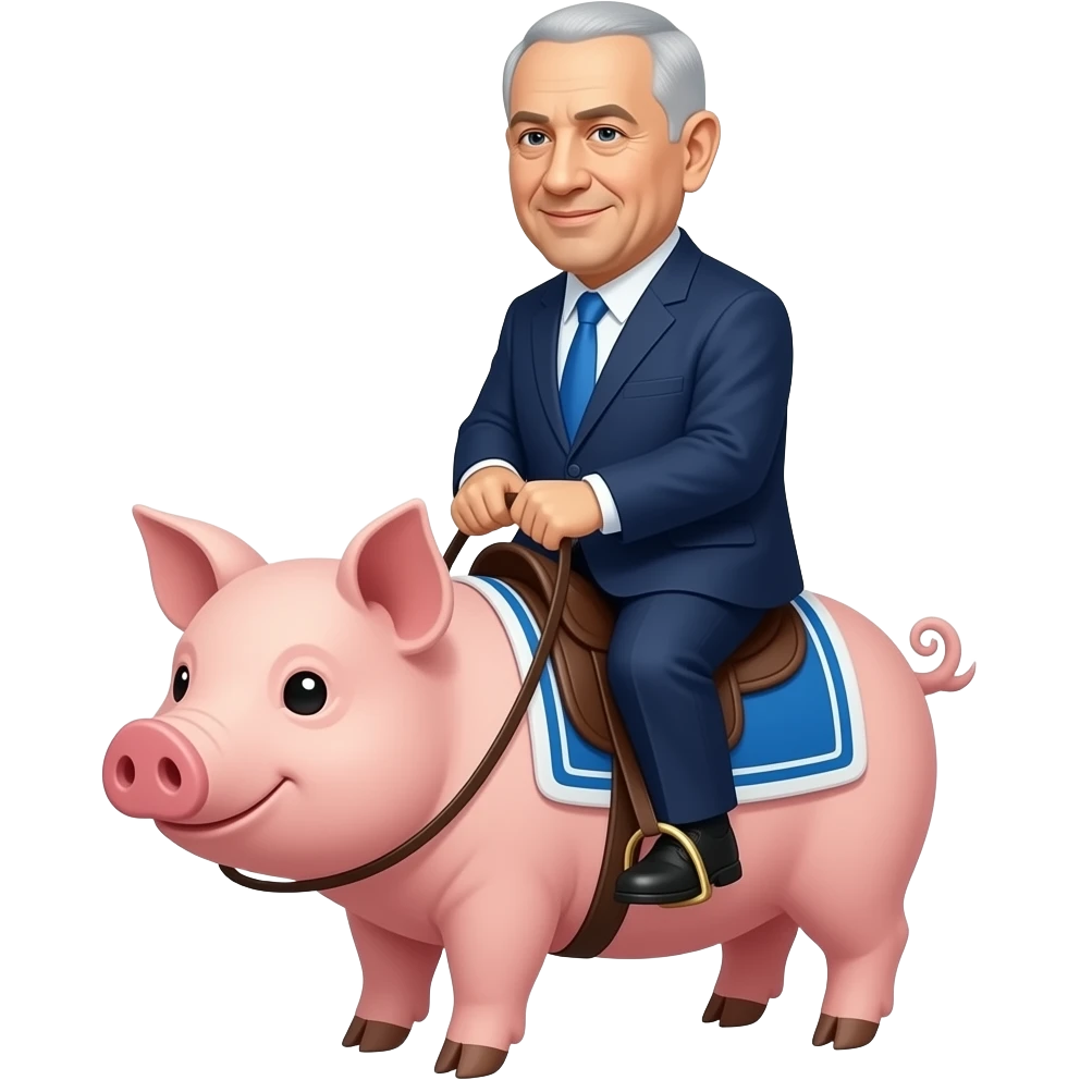 Netanyahu riding a pig emoji