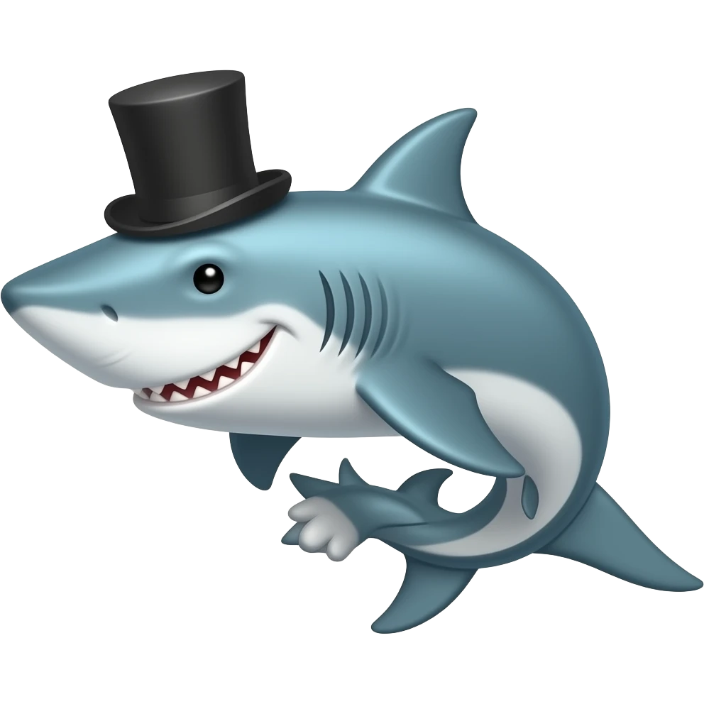 Shark with a top hat emoji