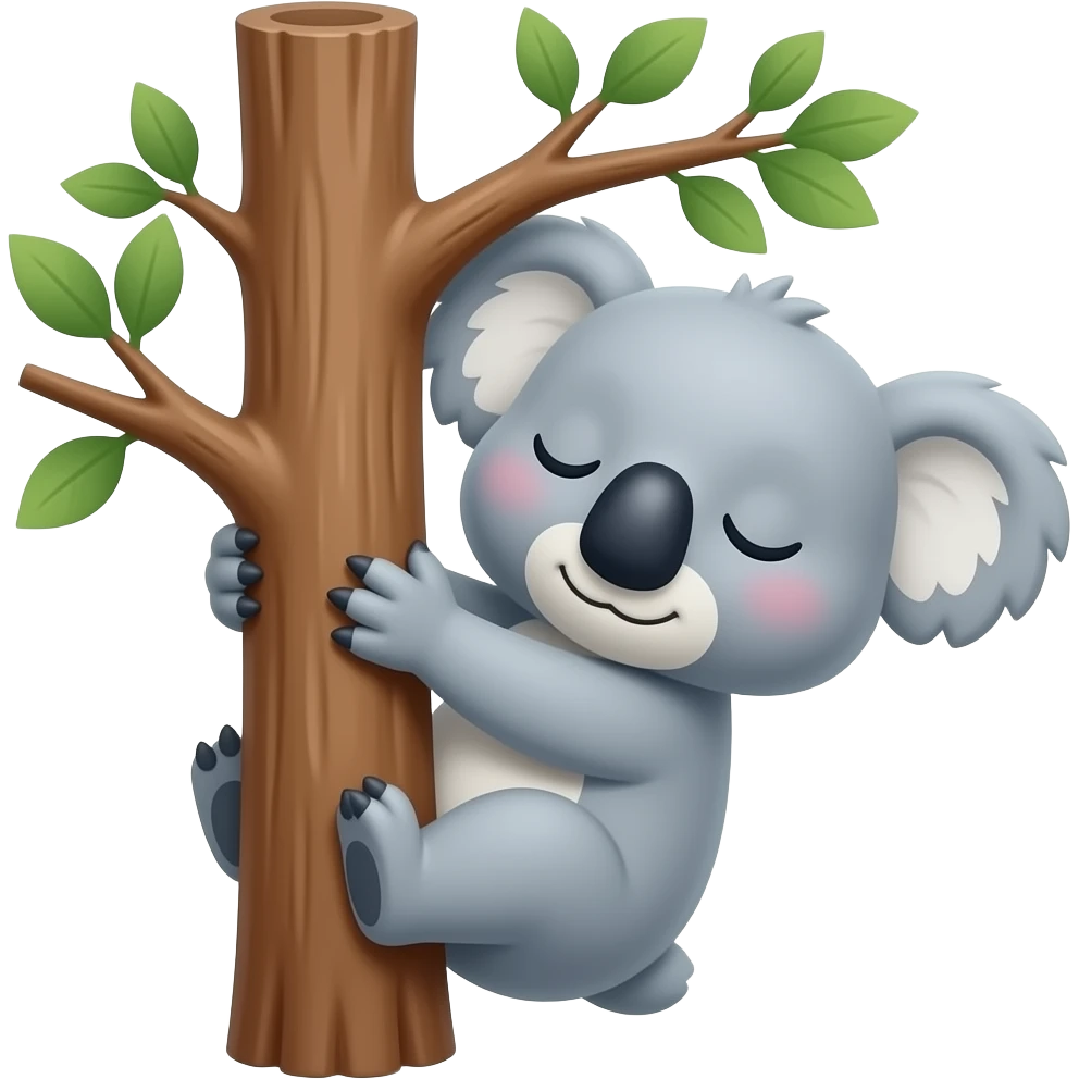ایموجی یه کوالا کوچولو بامزه که از درخت آویزون شده وخوابه emoji