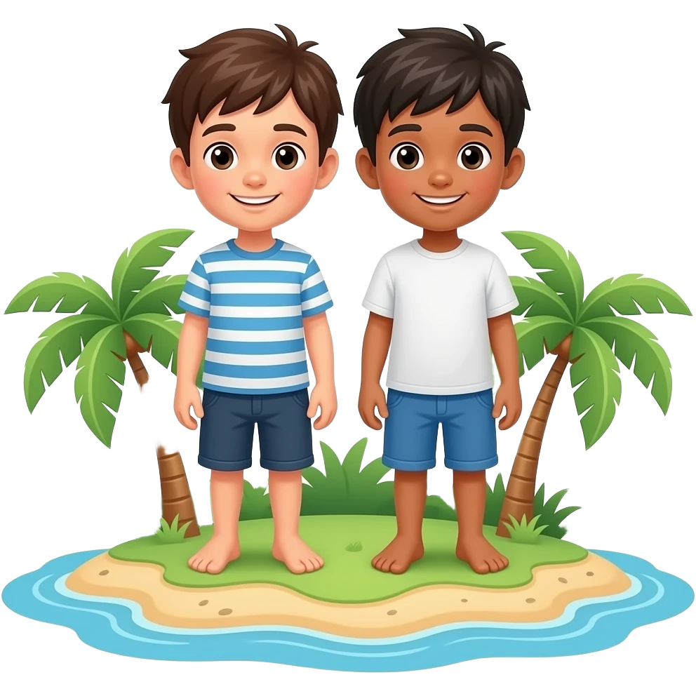 two boys are on the island emoji