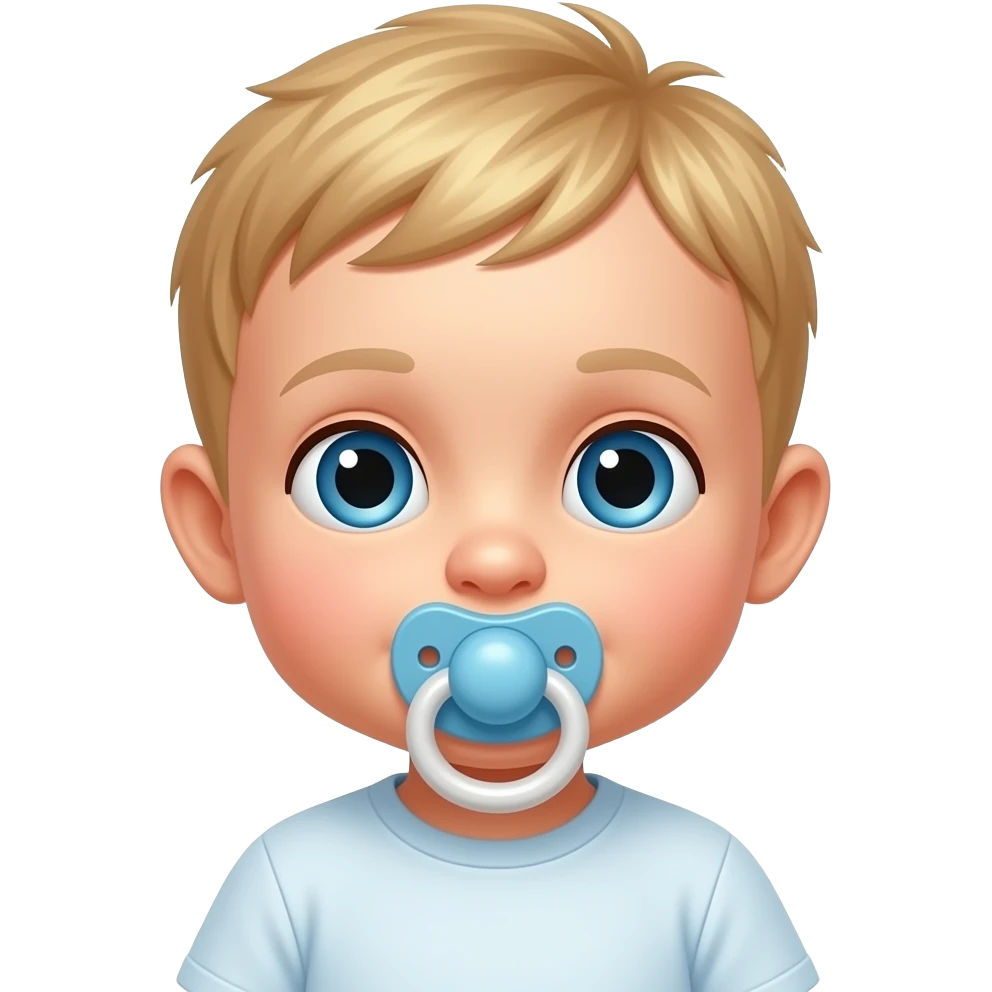 a baby boy blonde hair with a pacifier emoji