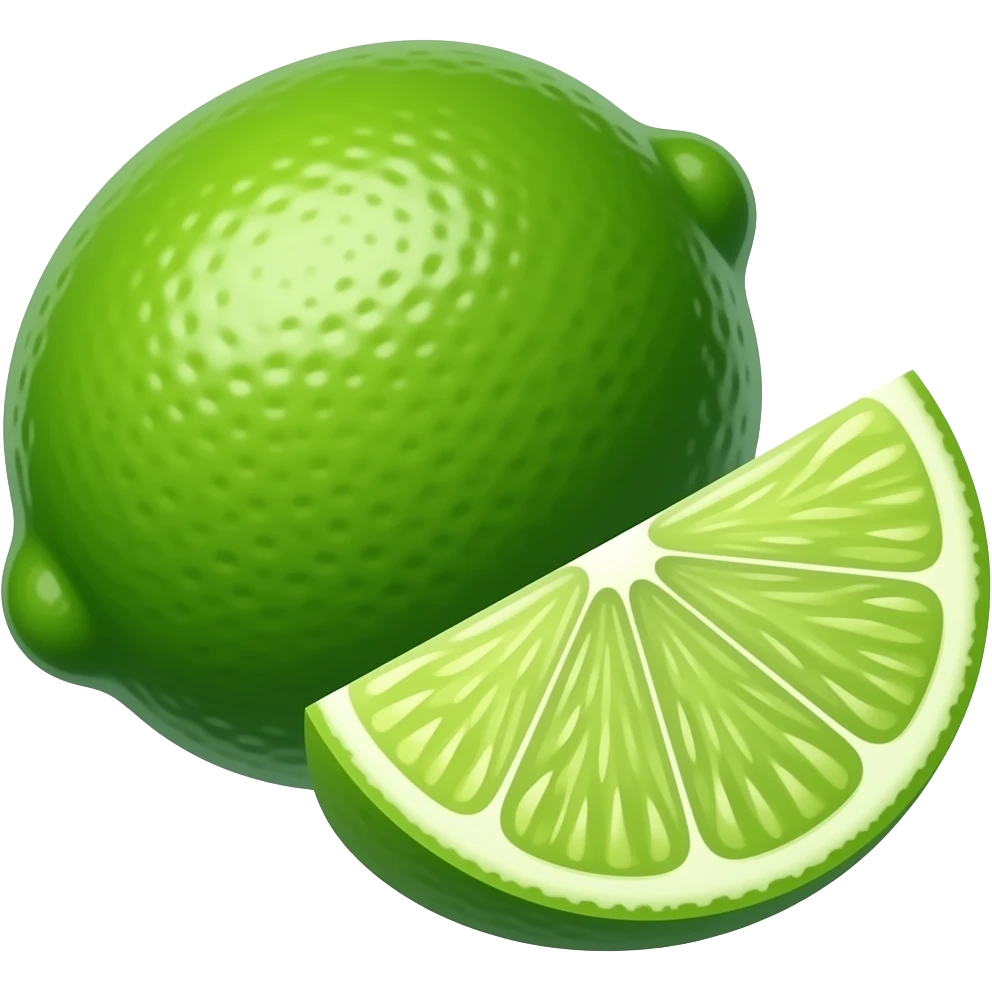whole and sliced Lime emoji