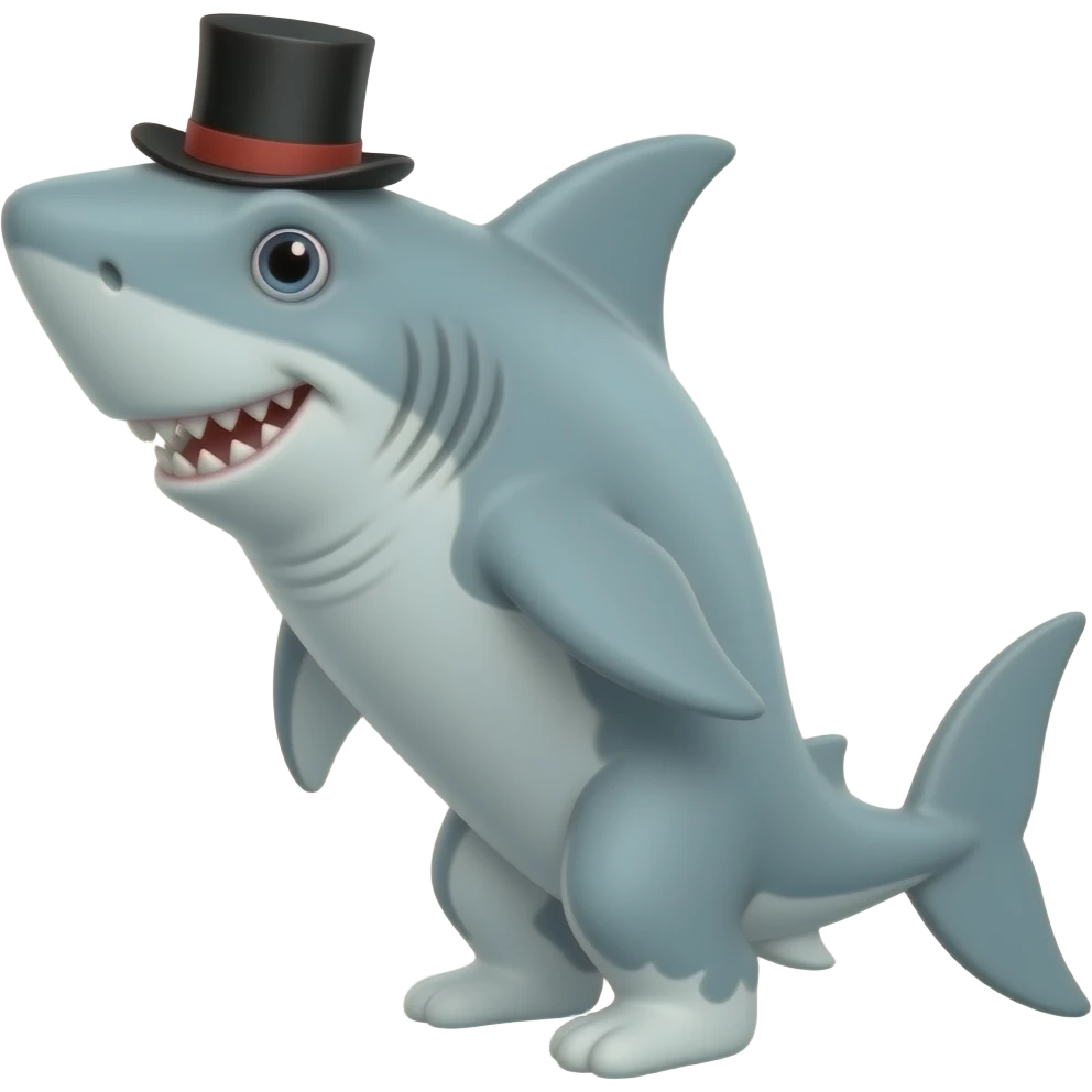 Shark with a top hat emoji